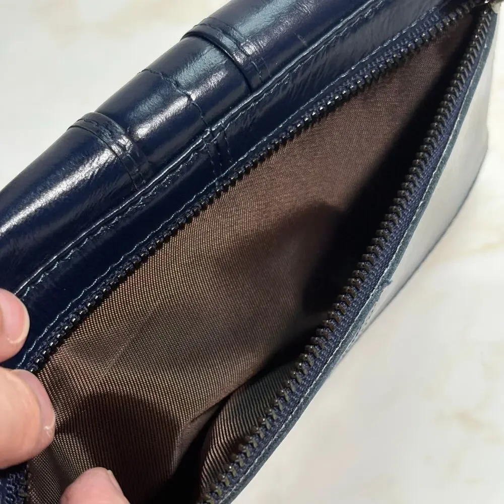 Roulens Blue Leather Wallet Snap Closure Zip‎ Pockets ID Card Holder 7